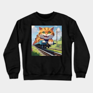 Cat Wanting To Be A Train Crewneck Sweatshirt